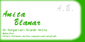 anita blanar business card